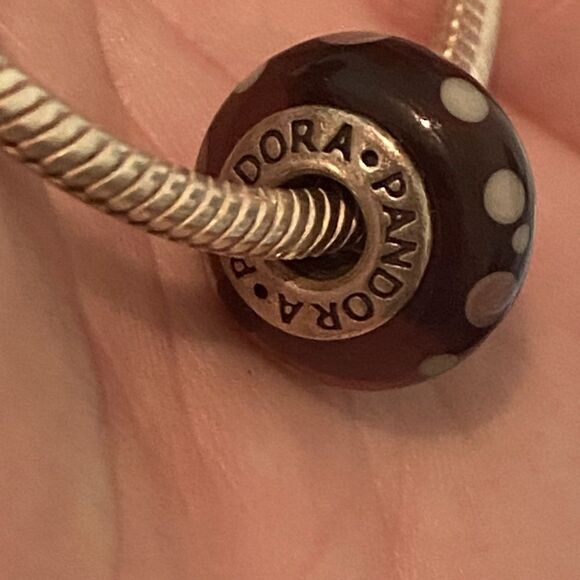 Authentic Pandora Purple Bubbles Murano Glass Art Charm - Picture 2 of 2